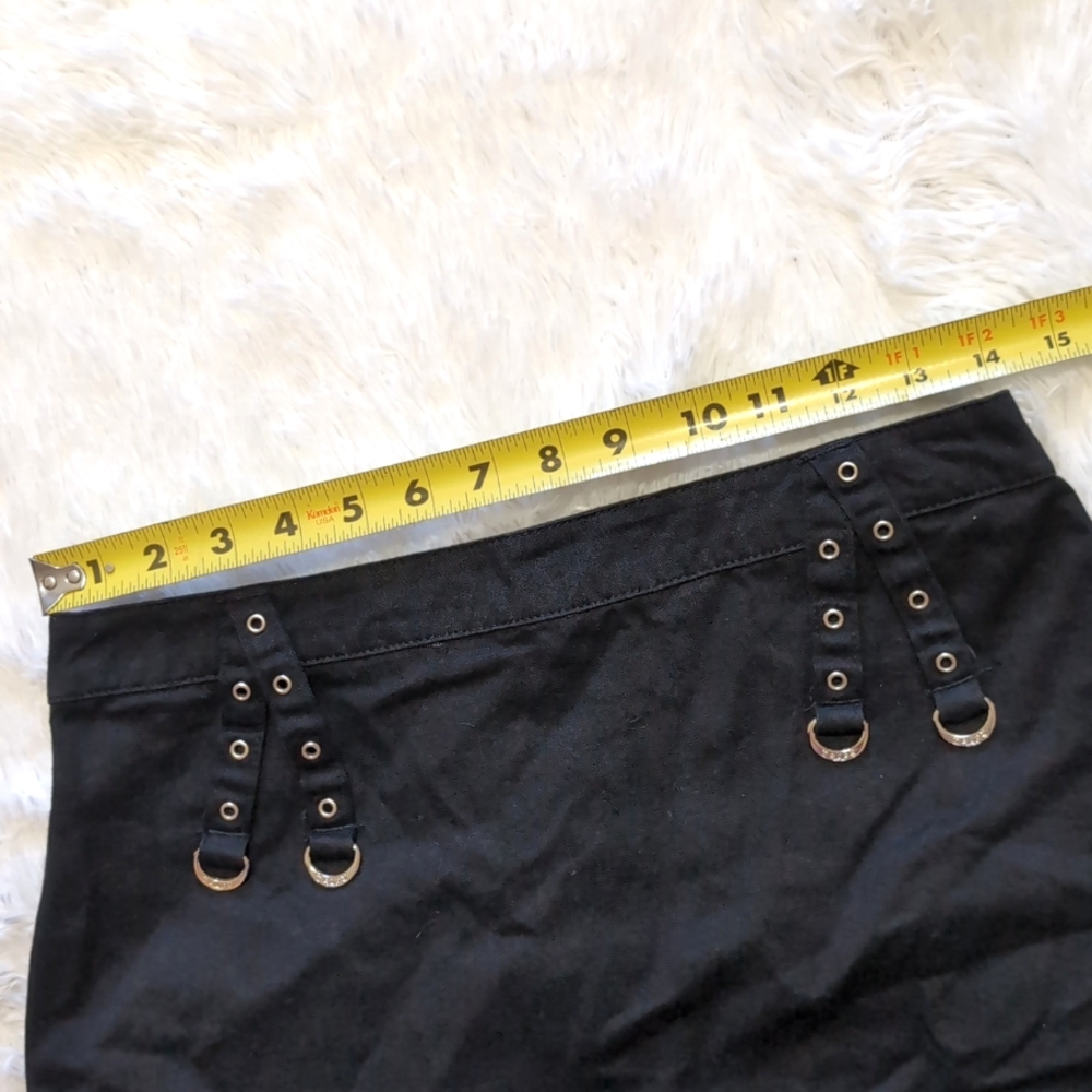 Y2K Tripp NYC Black Pleated Hem Skirt with Silver Grommets & D Rings Small - Picture 10 of 12